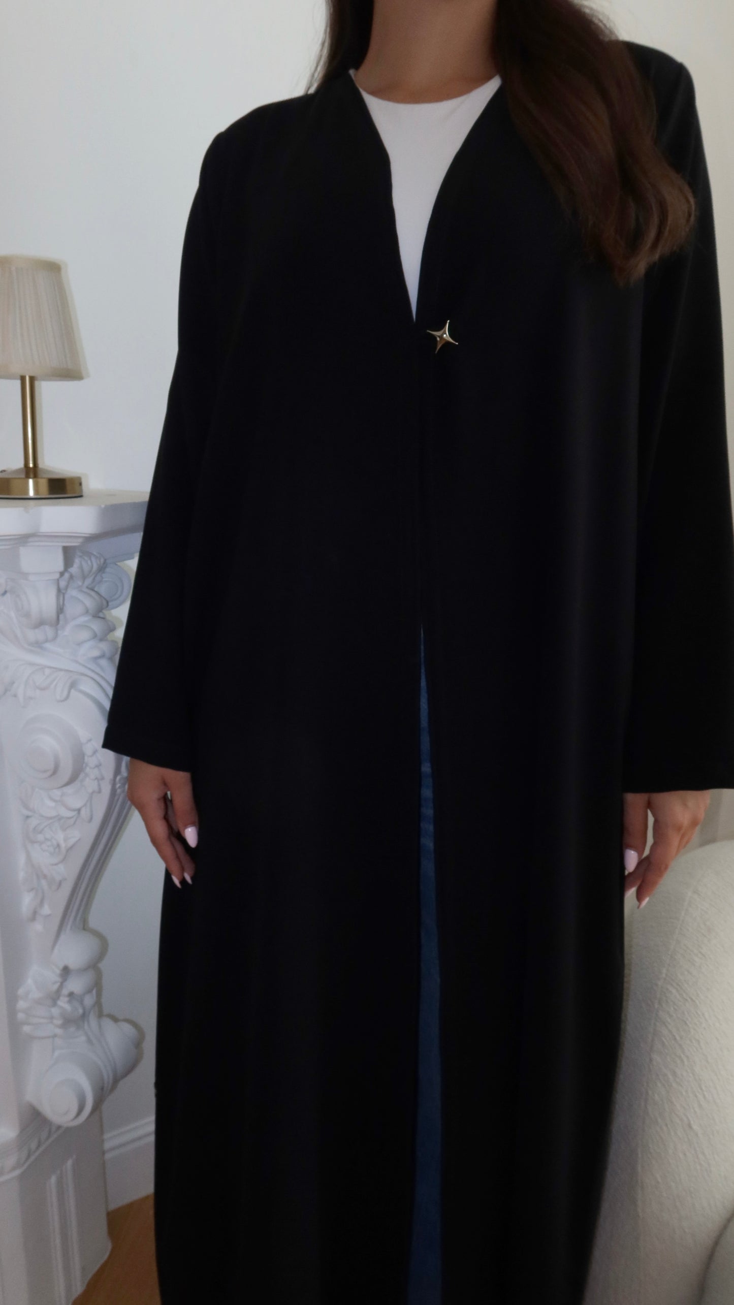 E82- Summary classic abaya ( black)