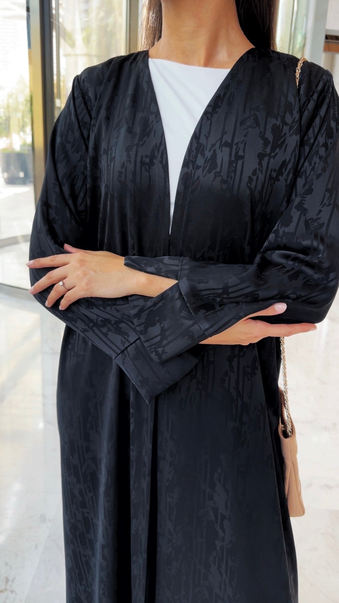 E142 - Black Jacquard abaya (Shaila not included)