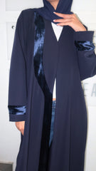 E52- Winter Blue abaya with velvet touch Barbie ( A - line )