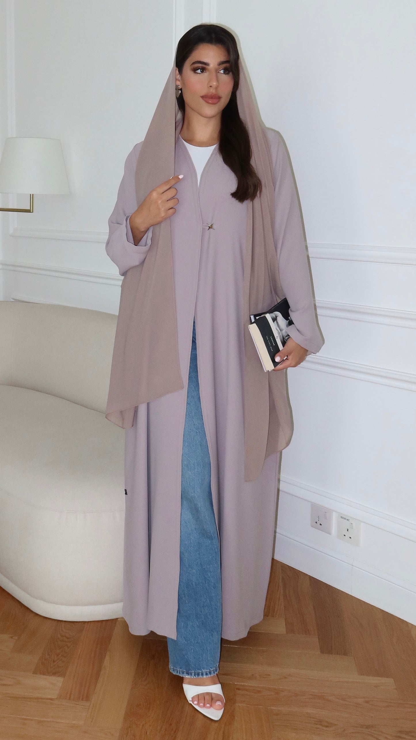 E83- Summary classic abaya ( Grey)