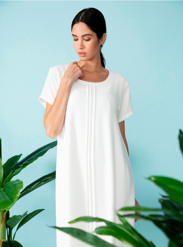 O14 Summery Off White Crepe ( A-line )