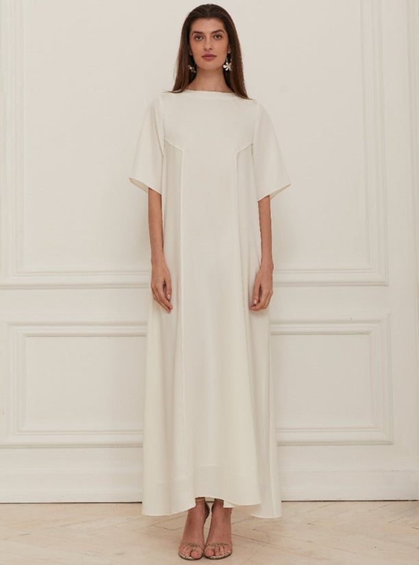 o30 white Summery Crepe ( A-line )