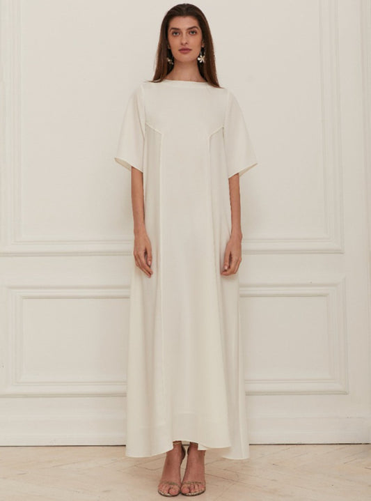 o30 white Summery Crepe ( A-line )