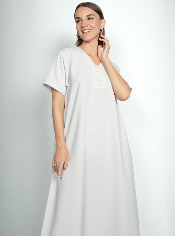 o34 Summery Dress Crepe ( A-line )