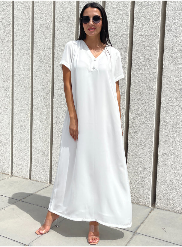 O40 Summery Dress white Crepe ( A-line )