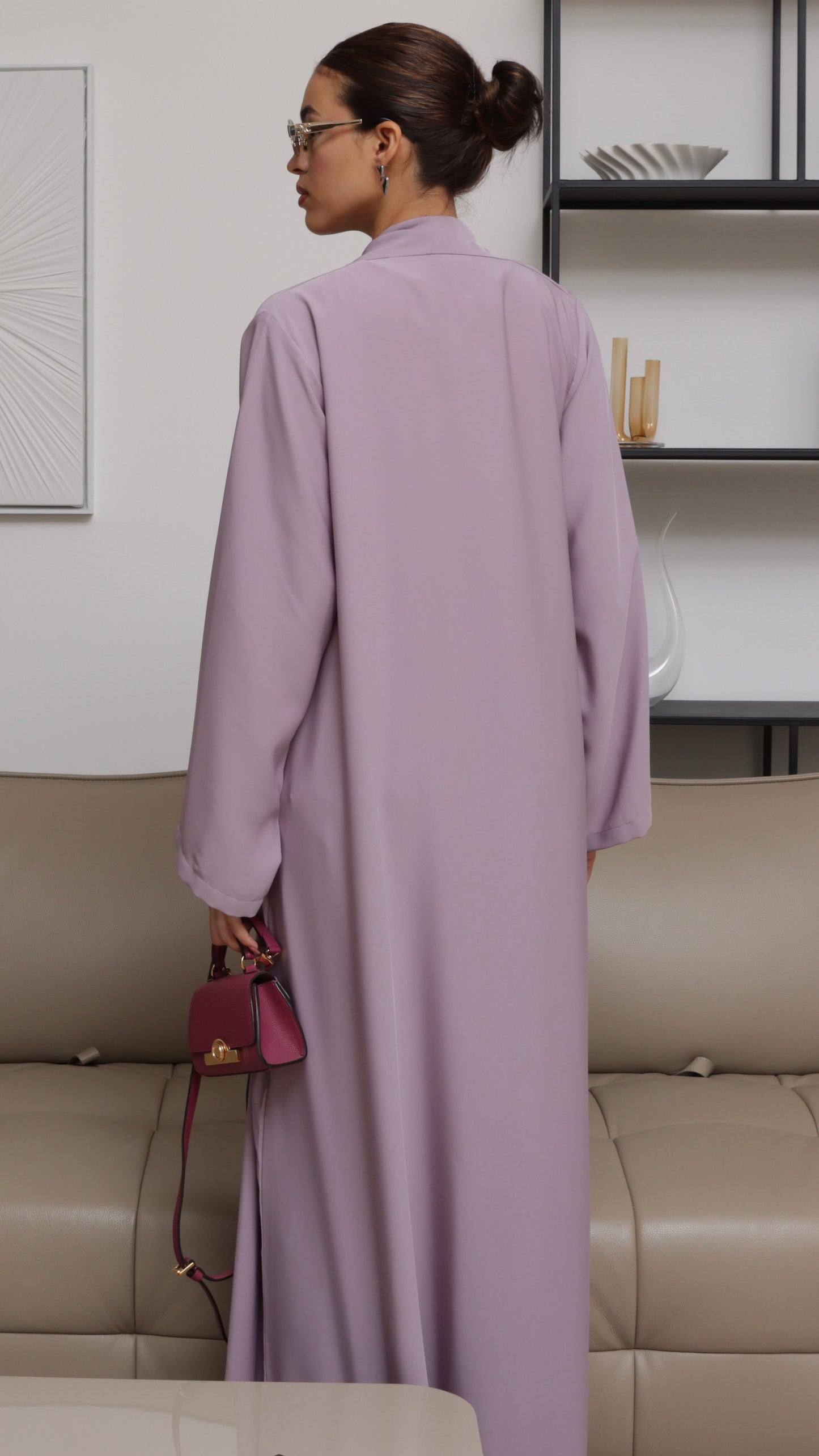 E80- Summary casual abaya ( purple)