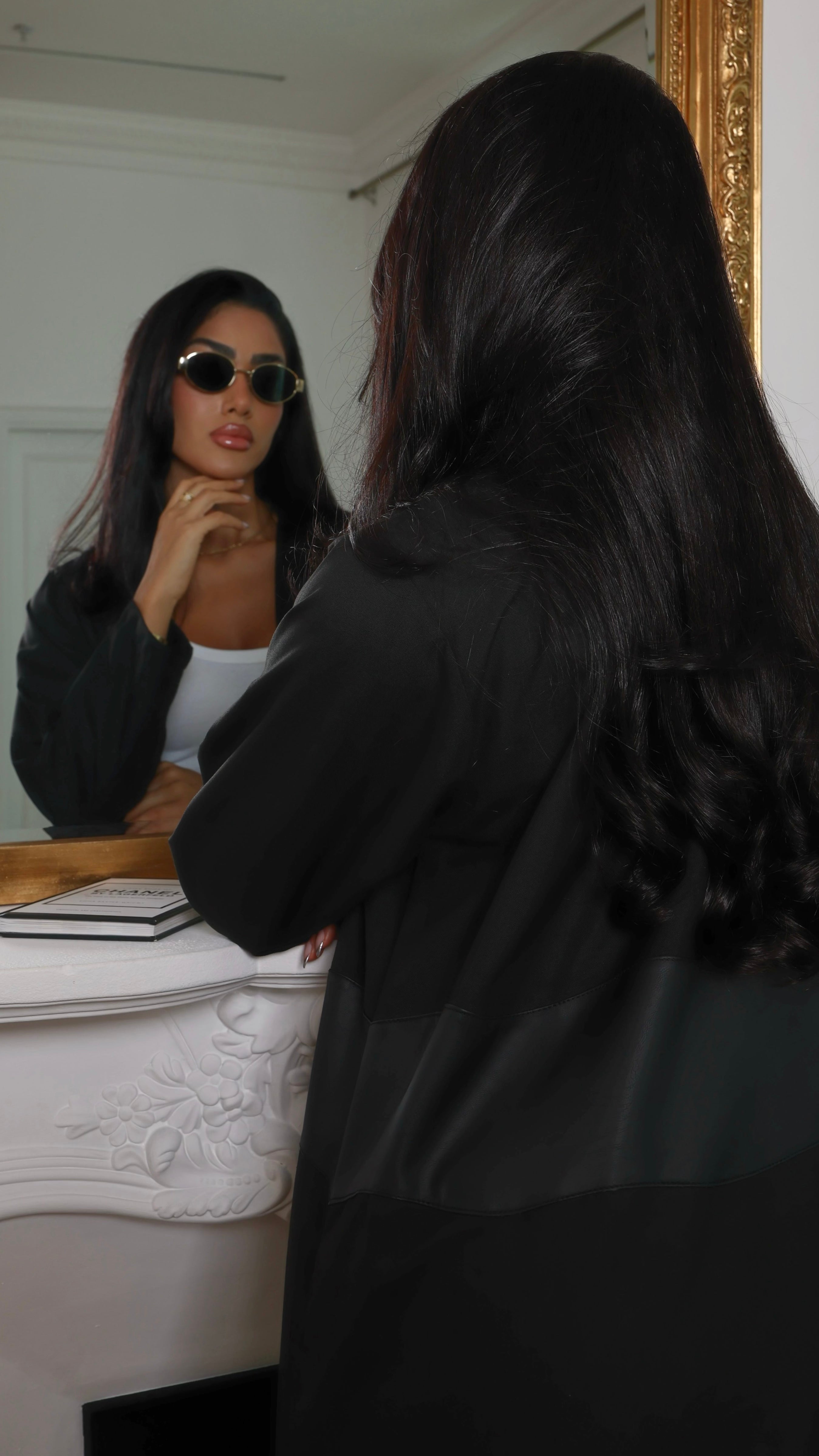 E143 - Black leather waves abaya (Shaila not included)