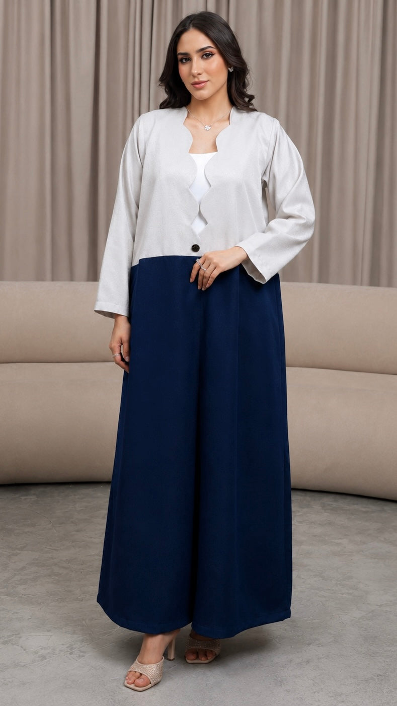 E114- Two-Tone Wave Cut Abaya