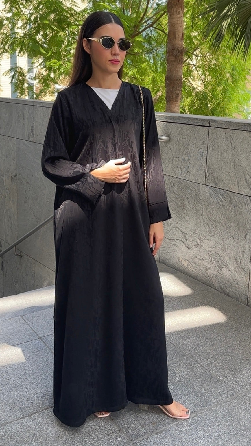 E142 - Black Jacquard abaya (Shaila not included)