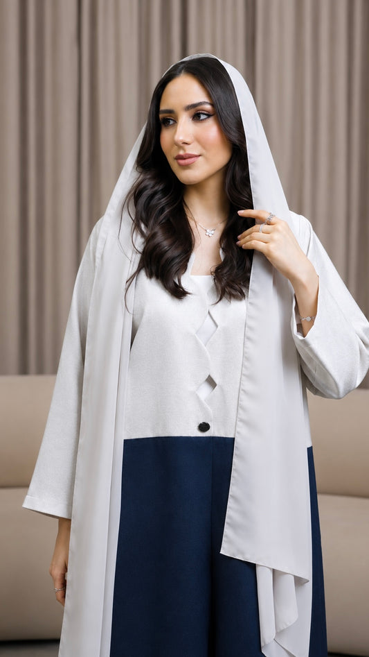 E114- Two-Tone Wave Cut Abaya