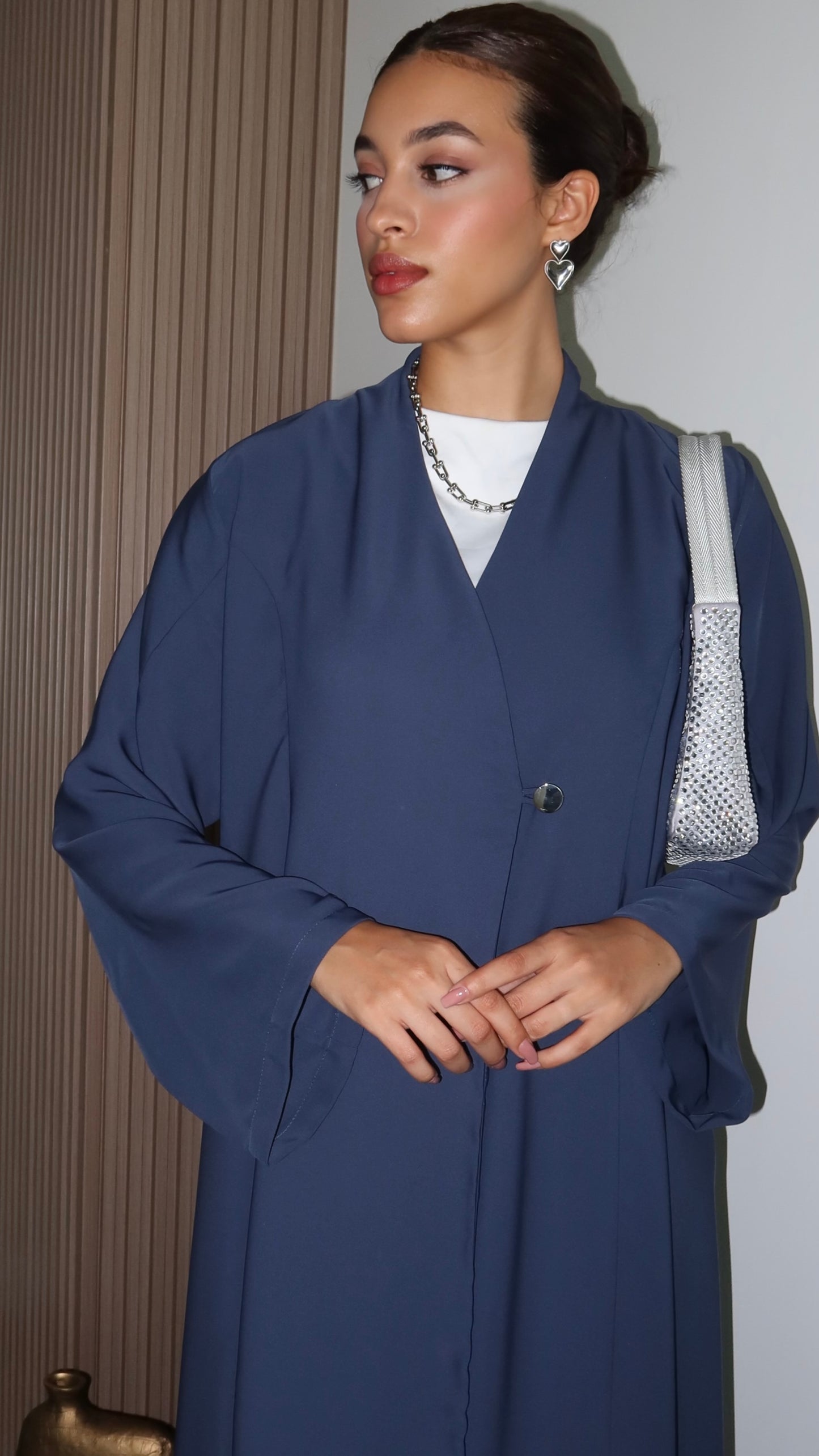 E81- Summary casual abaya ( blue)