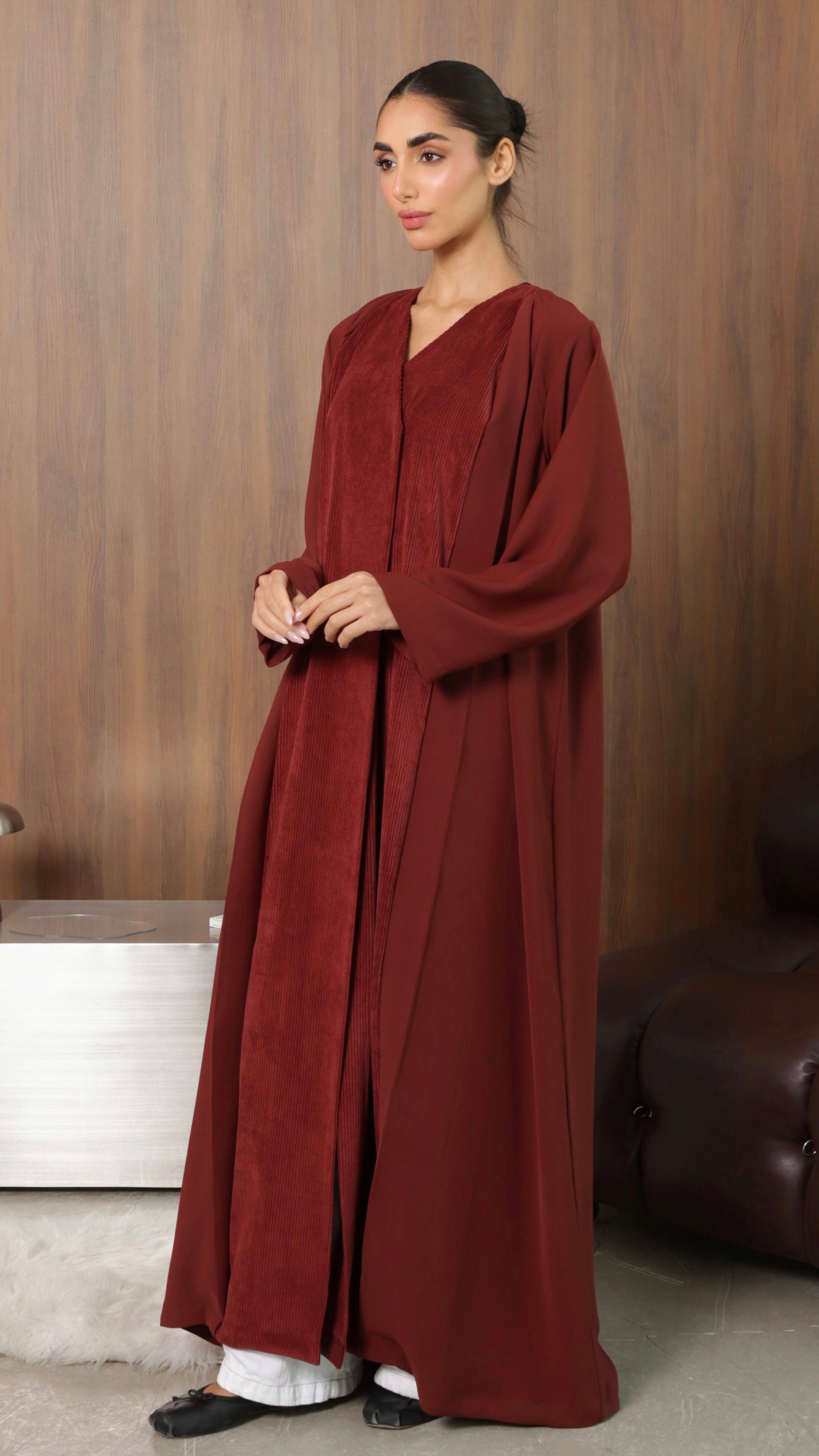 E94- winter abaya burnt orange