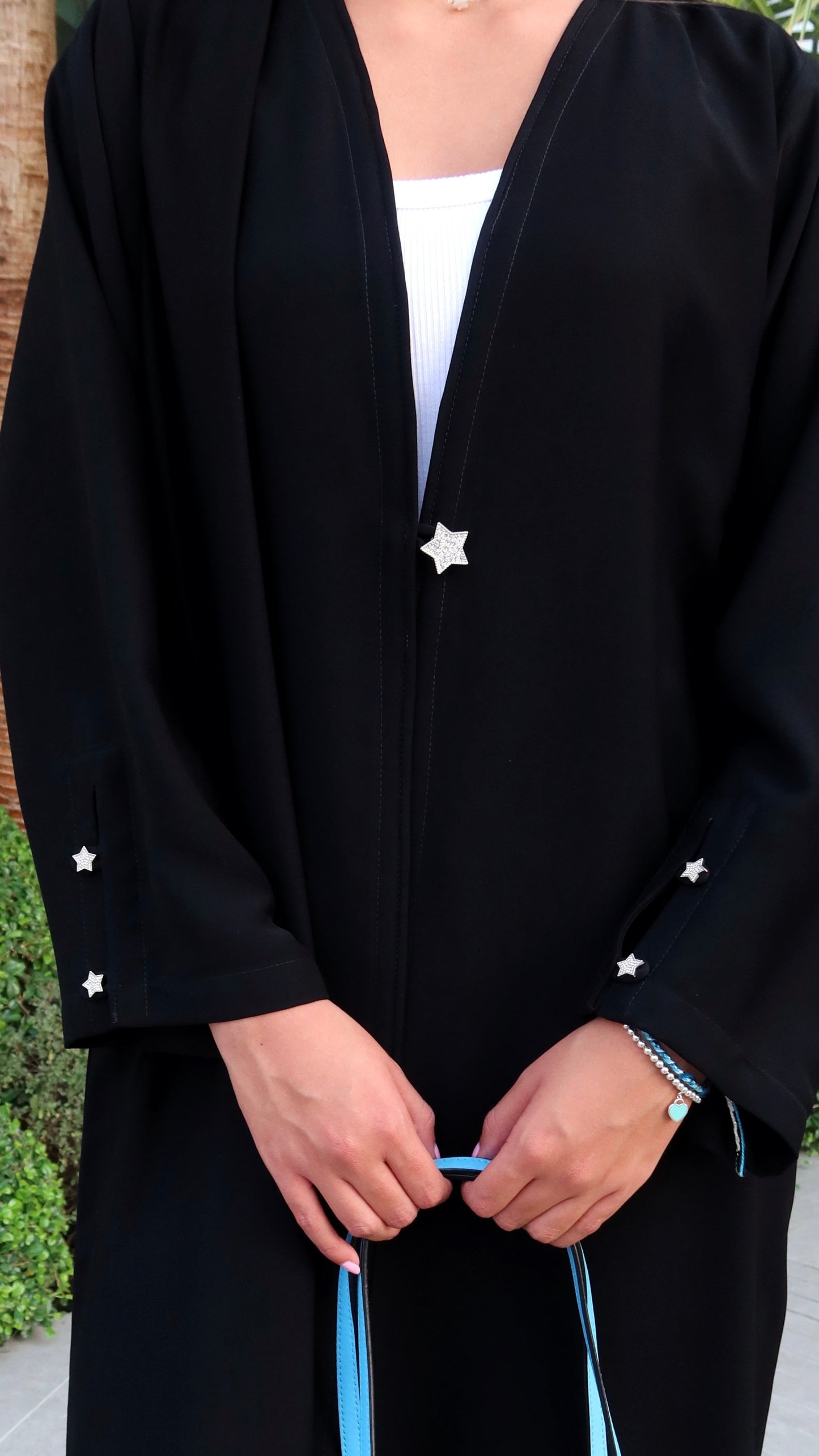 E135- Summer casual Black abaya with stars ( Shaila not included)