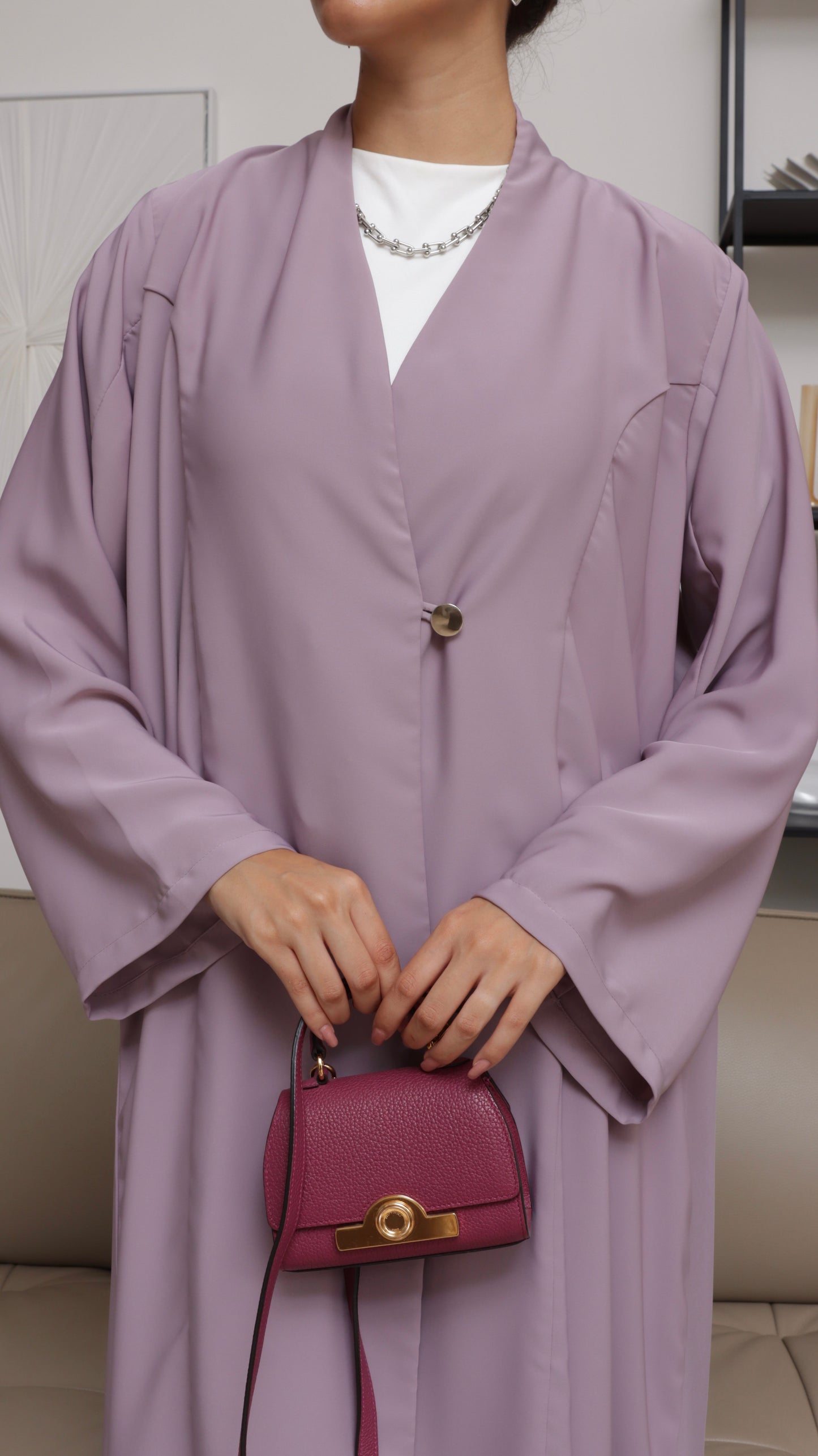 E80- Summary casual abaya ( purple)