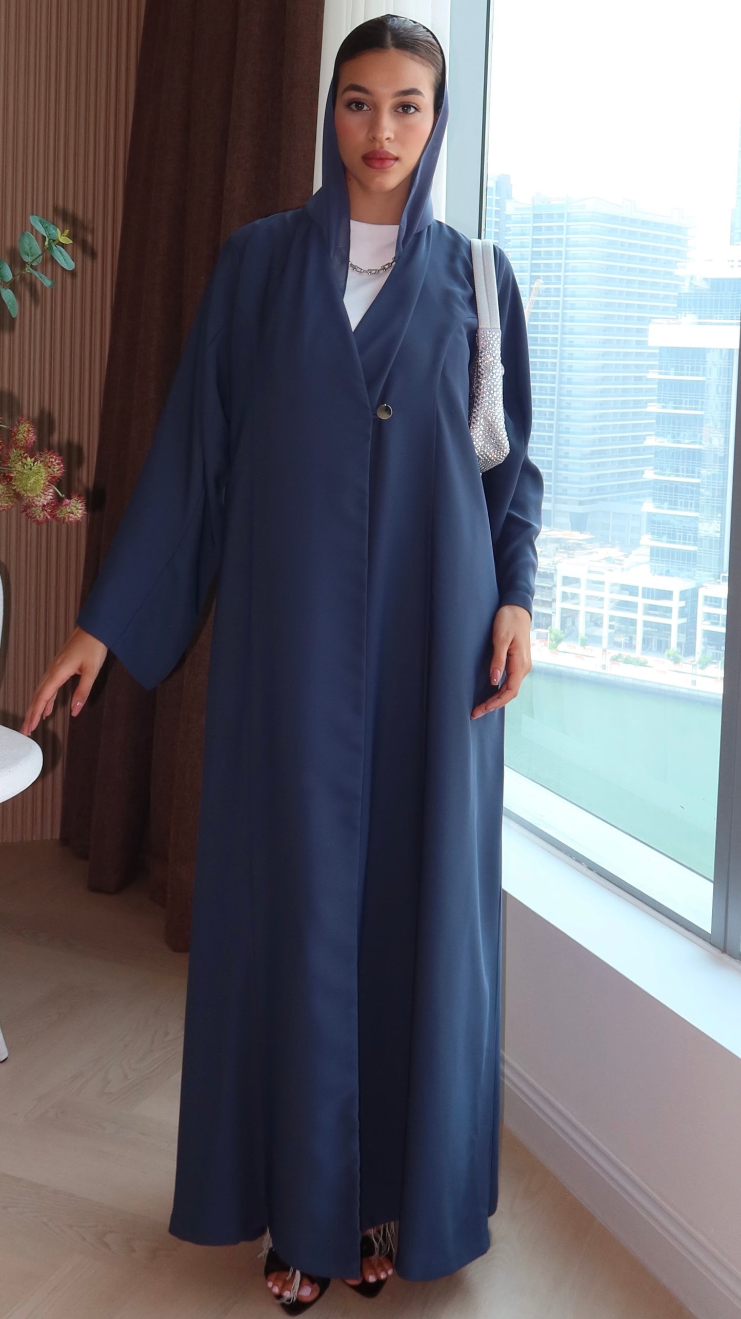 E81- Summary casual abaya ( blue)