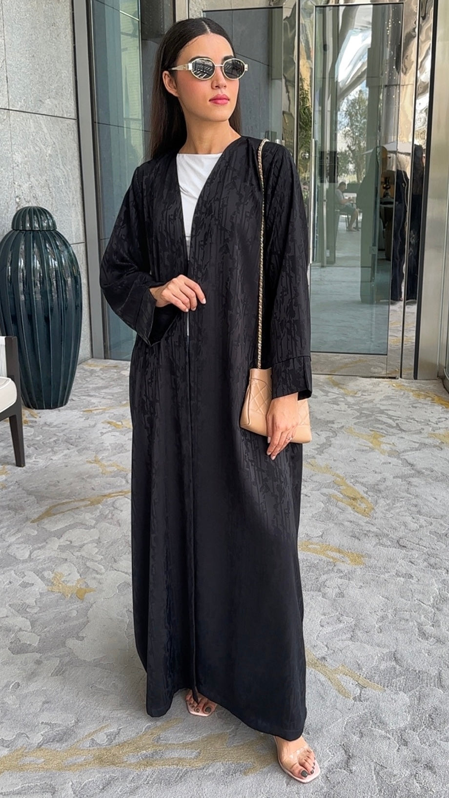 E142 - Black Jacquard abaya (Shaila not included)