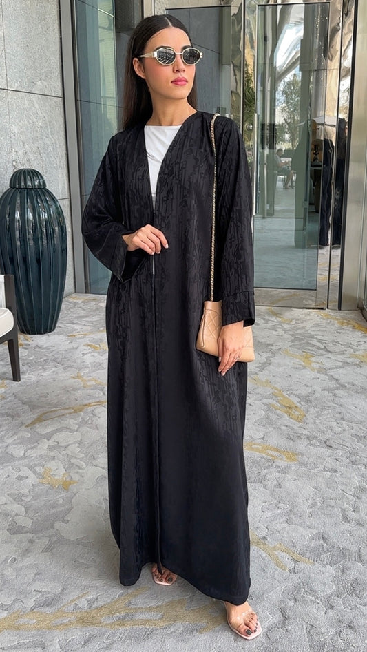 E142 - Black Jacquard abaya (Shaila not included)