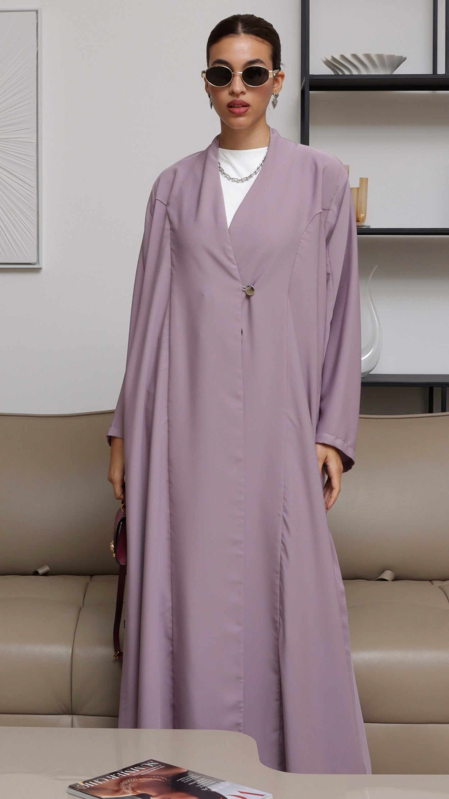 E80- Summary casual abaya ( purple)