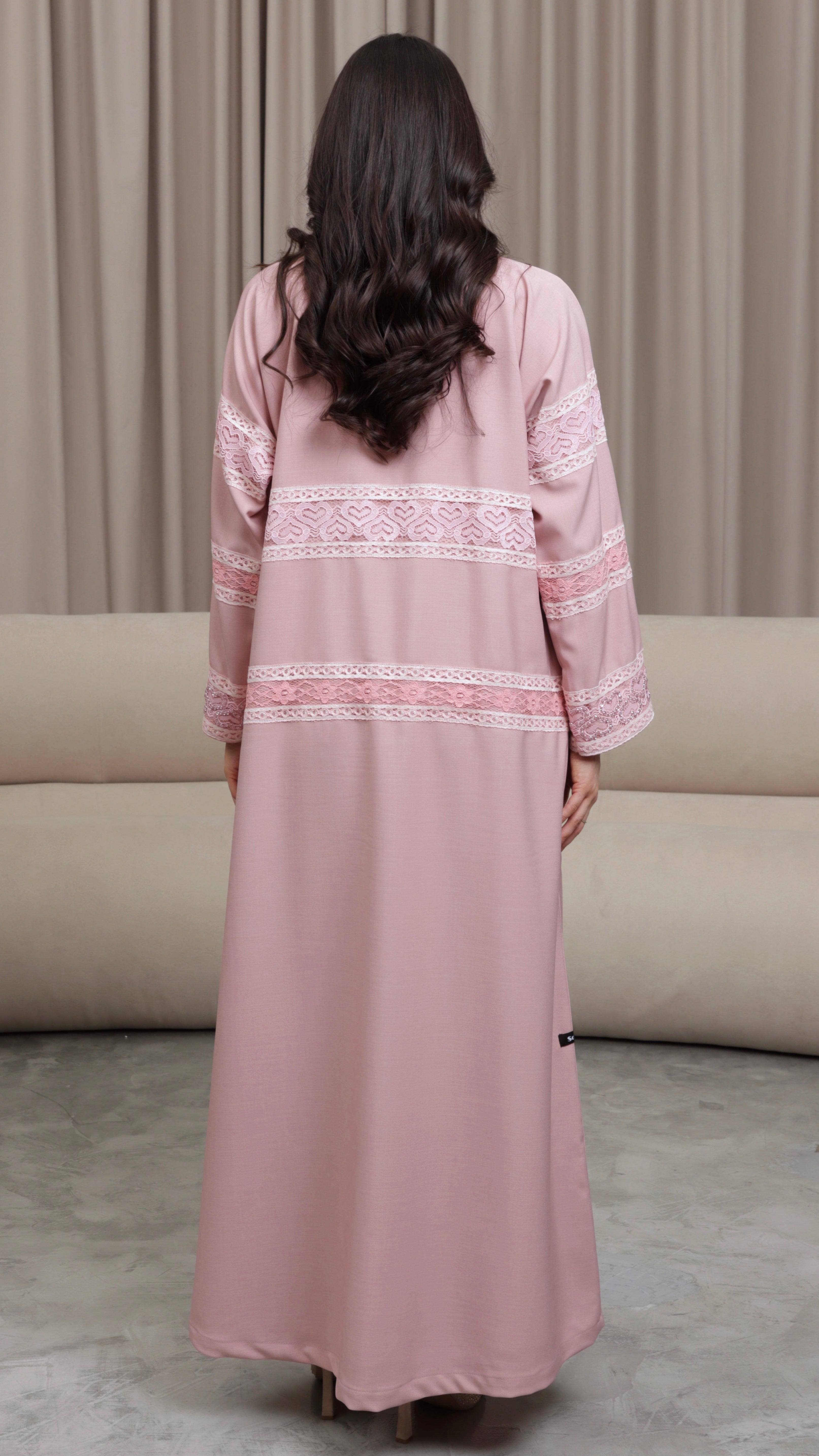 E113- Sparkling Heart Lace Abaya
