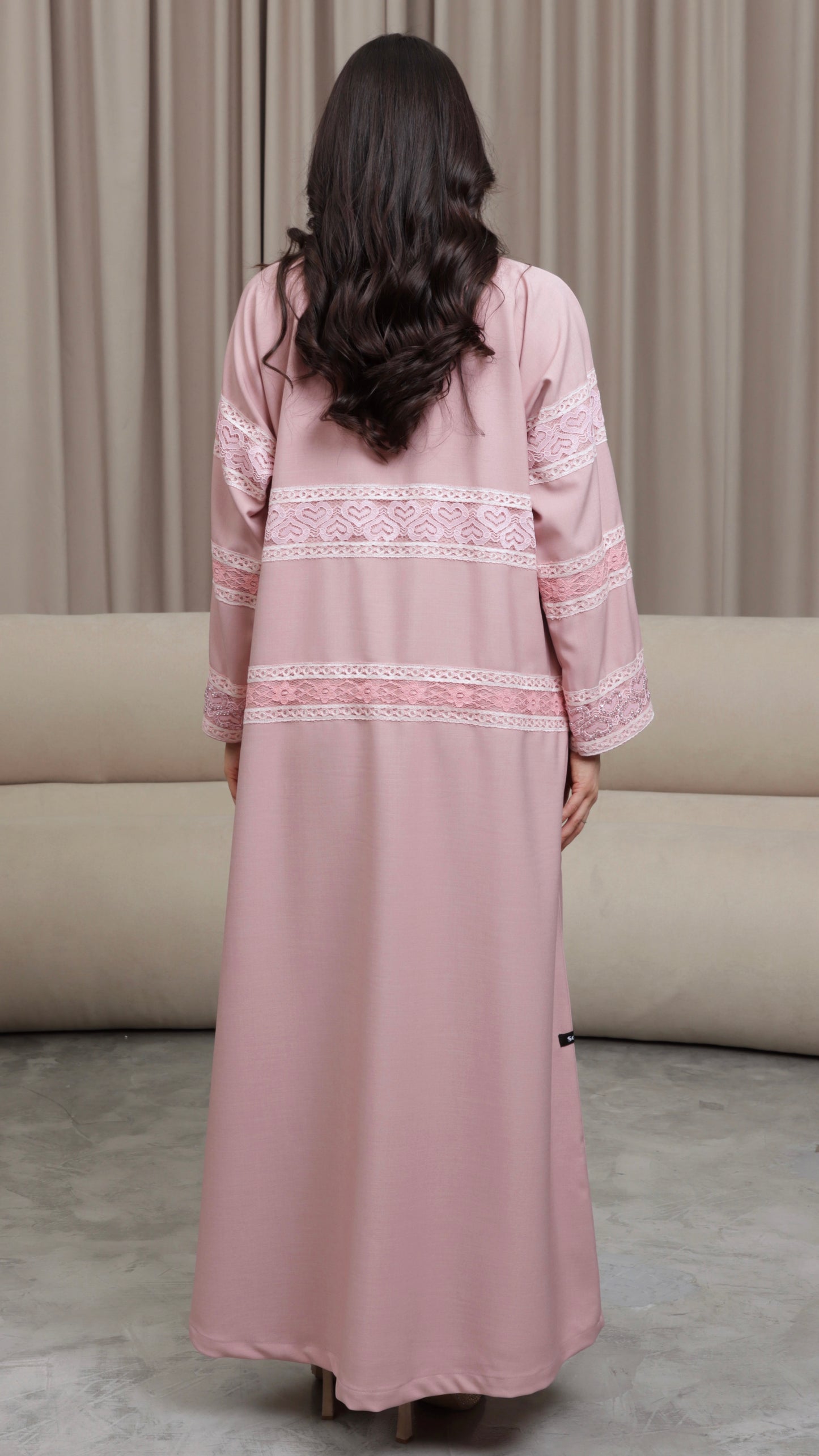 E113- Sparkling Heart Lace Abaya