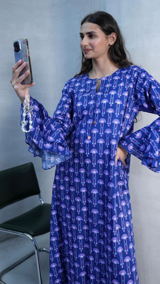 O68 Purple kaftan with heart letters charm ( Ready to Ship)