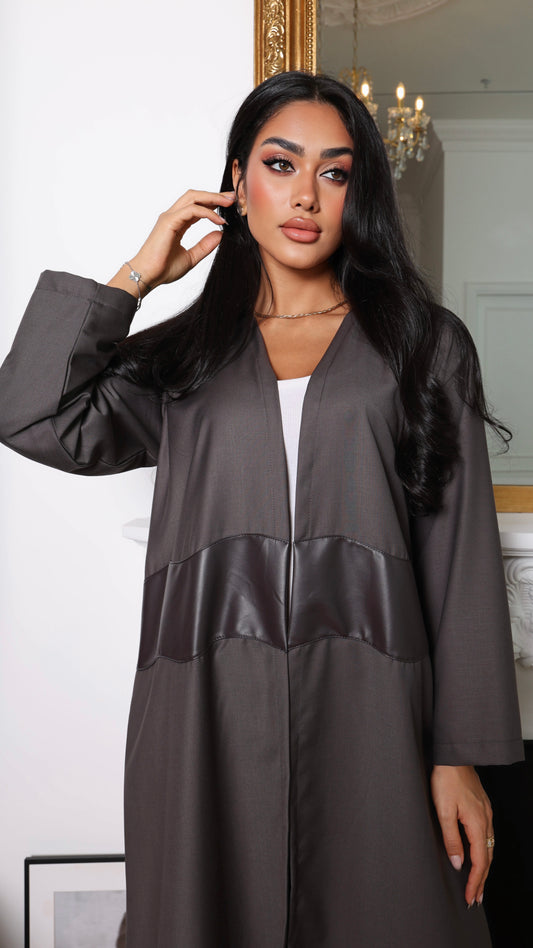 E144 - Brown leather waves abaya