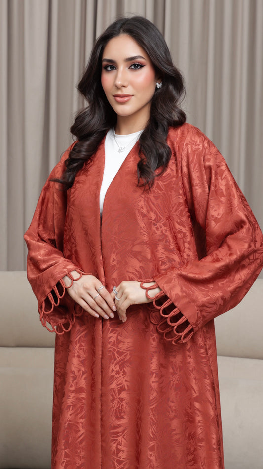 E121- Orange knot abaya