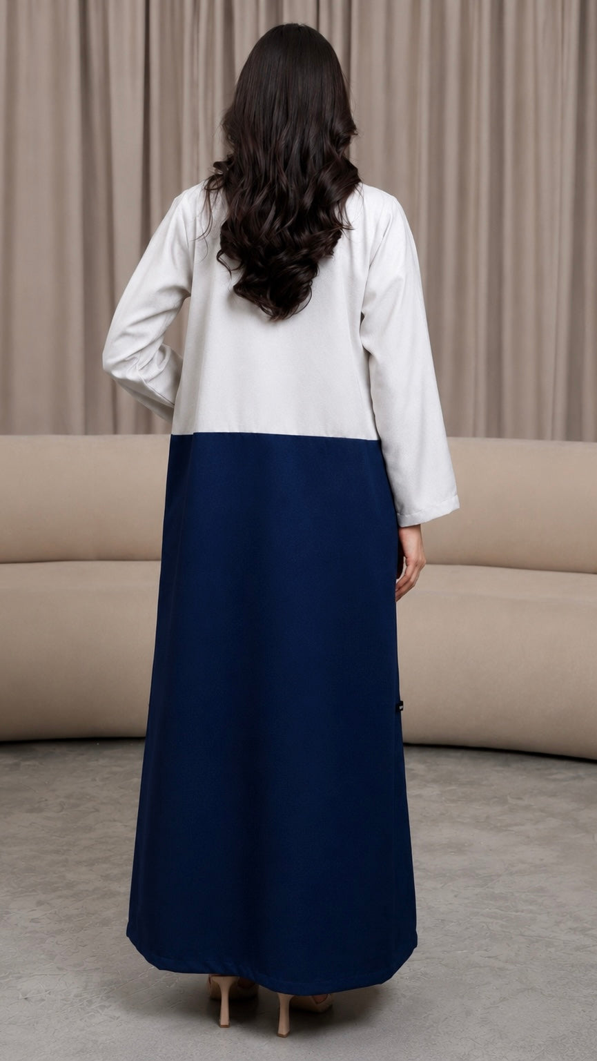 E114- Two-Tone Wave Cut Abaya